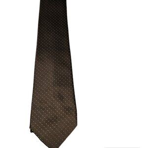 Vintage 70s 100% Polyester Brown Dots Mens Necktie
